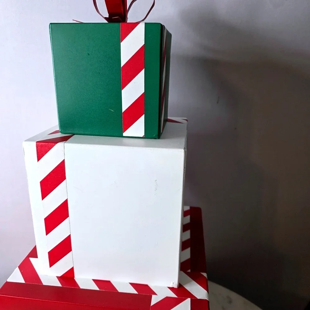 Rae Dunn Christmas Peace Love Joy Stacked Gift Box Metal Decor Holiday Large